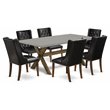 Pemberly Row Dining Set with Button Tufted Chairs and Cement Tabletop