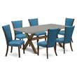 Pemberly Row 7-Piece Wood Kitchen Set in Jacobean Brown/Cement/Blue