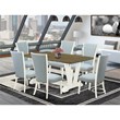 Pemberly Row 7-Piece Dining Room Set in Linen White and Distressed Jacobean
