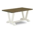 Pemberly Row 7-Piece Dining Room Set in Linen White and Distressed Jacobean