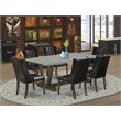 Pemberly Row 7-Piece Dining Set with Cement Tabletop and Jacobean Finish