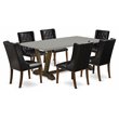 Pemberly Row 7-Piece Dining Set with Cement Tabletop and Jacobean Finish