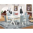 Pemberly Row X-Style Mid-Century 7-Piece Dining Set in Blue and White