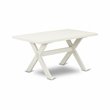 Pemberly Row X-Style Mid-Century 7-Piece Dining Set in Blue and White