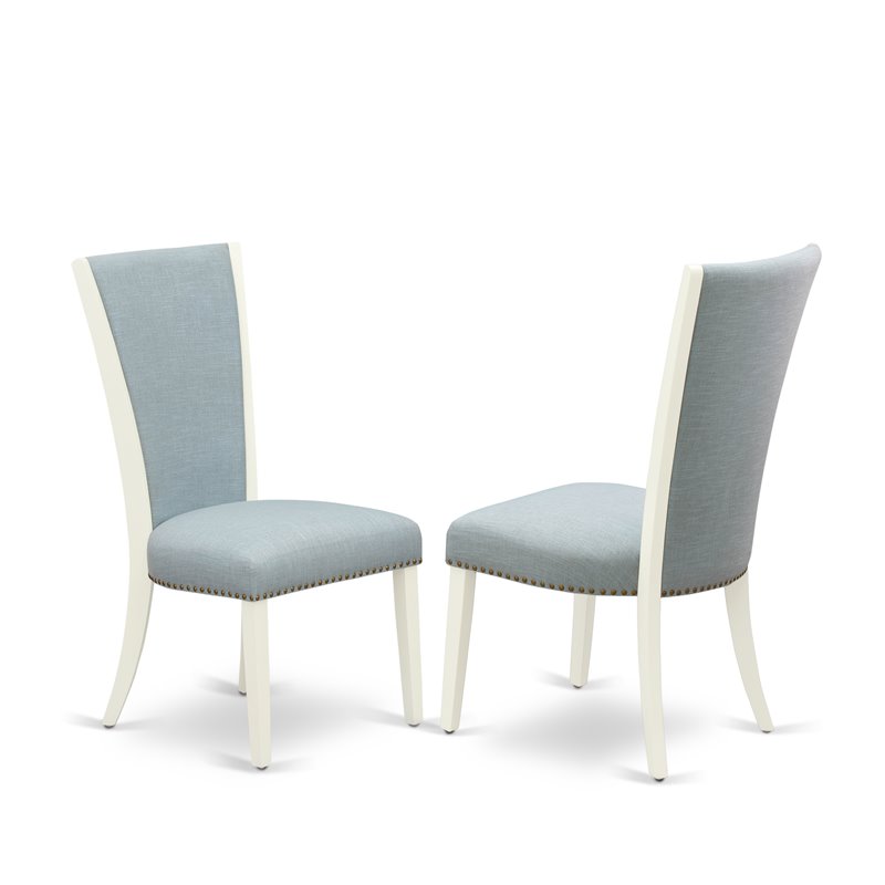 Pemberly Row X-Style Mid-Century 7-Piece Dining Set in Blue and White