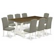 Pemberly Row 9-Piece Wood Dining Set with Shitake Upholstery in Linen White