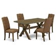 Pemberly Row X-Style 5-Piece Wood Dining Table Set in Jacobean/Brown Beige