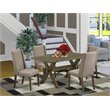 Pemberly Row X-Style 5-Piece Wooden Dinette Set in Jacobean/Dark Khaki