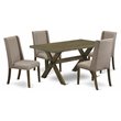 Pemberly Row X-Style 5-Piece Wooden Dinette Set in Jacobean/Dark Khaki