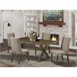 Pemberly Row X-Style 5-Piece Dining Set in Distressed Jacobean/Dark Khaki