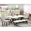 Pemberly Row 6-Piece Dining Table Set with Black Finish and Doeskin Linen