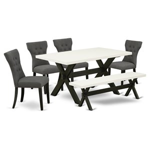 Pemberly Row 6-Piece Dining Room Set with Black Finish and Gotham Gray