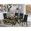 Pemberly Row 6-Piece Wood Kitchen Table Set in Black Finish