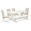 Pemberly Row X-Style 6-Piece Wood Dining Set in White/Cream