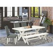 Pemberly Row X-Style 6-Piece Wood Dining Set in White/Gray Smoke