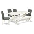 Pemberly Row X-Style 6-Piece Wood Dining Set in White/Gray Smoke