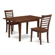 Pemberly Row Norfolk 3-Piece Wood Dining Set with Ladder Back Chairs