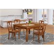Pemberly Row 5-Piece Parfait Square Dining Set in Saddle Brown Finish
