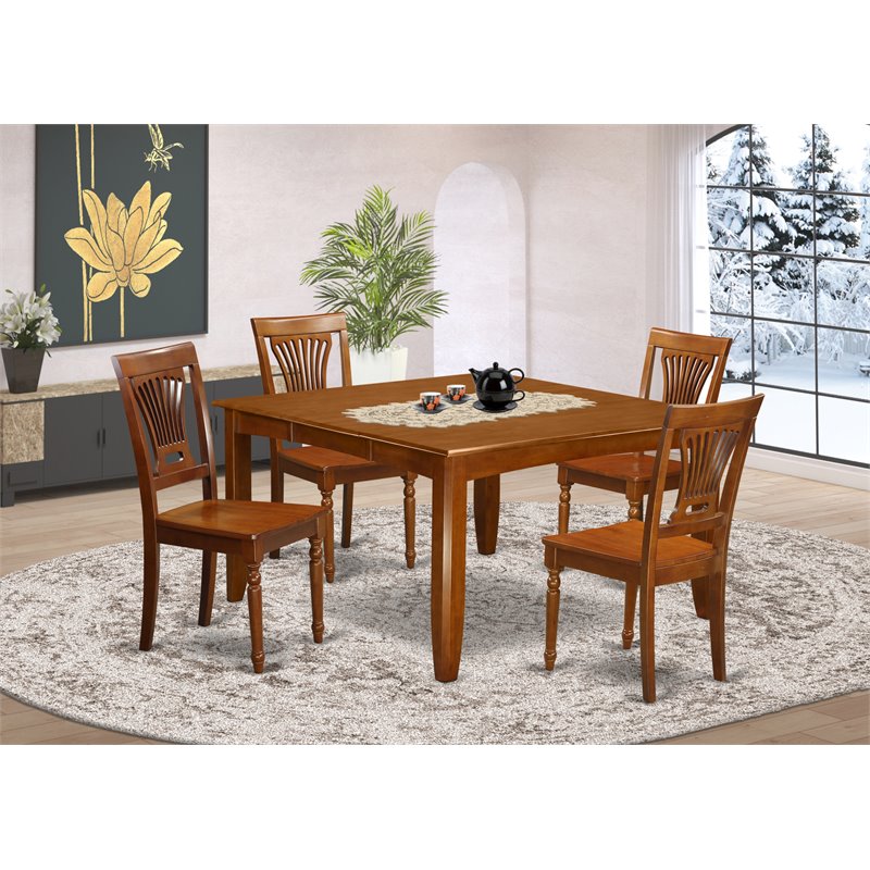 Pemberly Row Parfait 5-Piece Dining Table and Chair Set in Saddle Brown