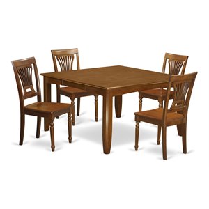 Pemberly Row Parfait 5-Piece Dining Table and Chair Set in Saddle Brown