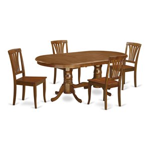 Pemberly Row Plainville 5-Piece Wood Dining Set w/ Saddle Brown Finish
