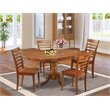 Pemberly Row Portland 5-Piece Oval Dining Table Set in Saddle Brown
