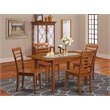 Pemberly Row Picasso 5-Piece Dining Table Set in Saddle Brown Wood Finish