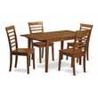 Pemberly Row Picasso 5-Piece Dining Table Set in Saddle Brown Wood Finish