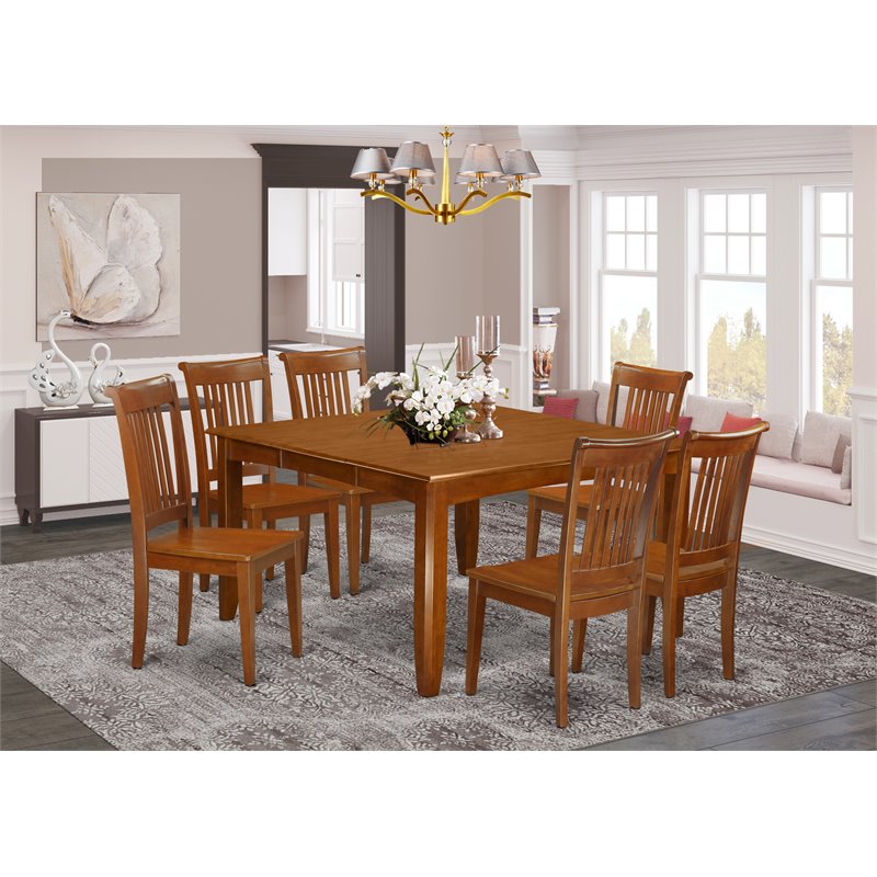 Pemberly Row Parfait 7-Piece Dinette Set in Saddle Brown Finish