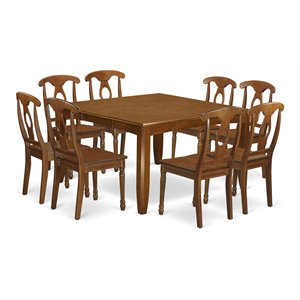 Pemberly Row Parfait 9-Piece Wood Dining Set in Saddle Brown Finish