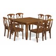Pemberly Row Parfait 9-Piece Wood Dining Set in Saddle Brown Finish