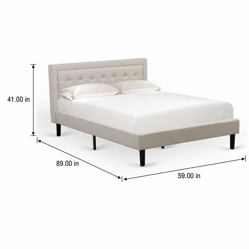 Pemberly Row Fannin Wood Platform Queen Bed in Mist Beige Finish