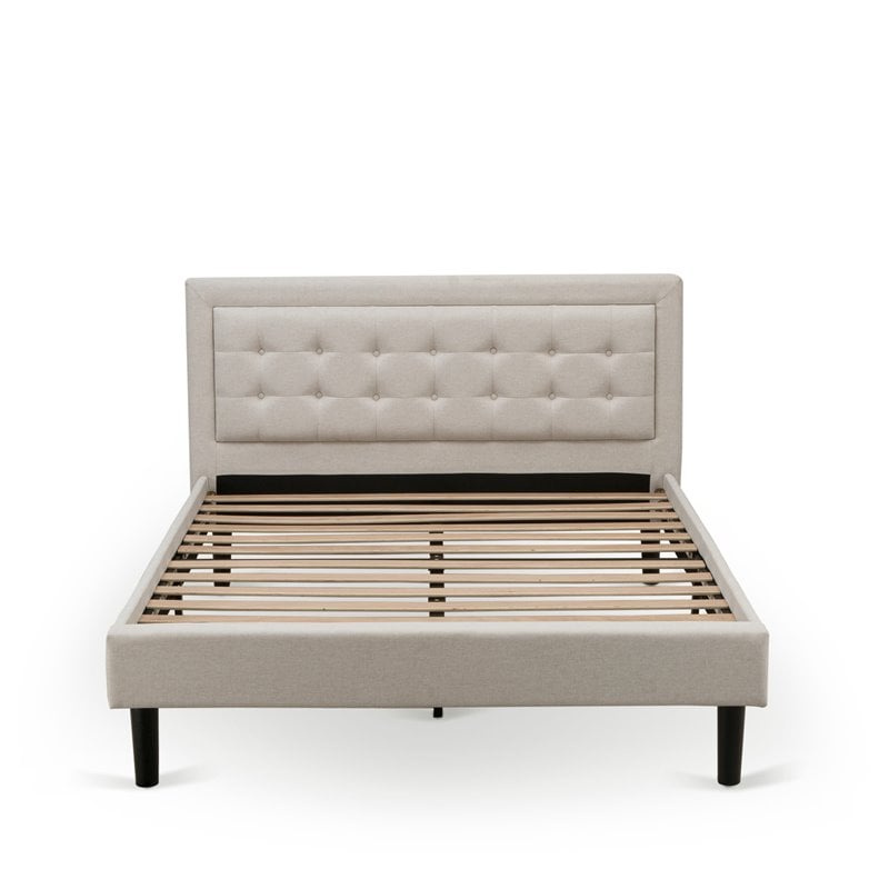 Pemberly Row Fannin Wood Platform Queen Bed in Mist Beige Finish