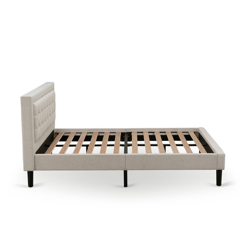 Pemberly Row Fannin Wood Platform Queen Bed in Mist Beige Finish