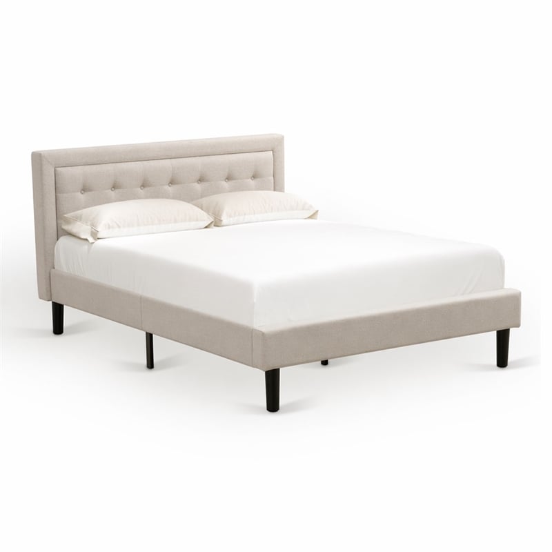 Pemberly Row Fannin Wood Platform Queen Bed in Mist Beige Finish