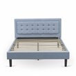 Pemberly Row Platform Queen Bed with Panel Headboard in Denim Blue