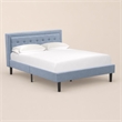 Pemberly Row Platform Queen Bed with Panel Headboard in Denim Blue