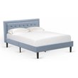 Pemberly Row Platform Queen Bed with Panel Headboard in Denim Blue