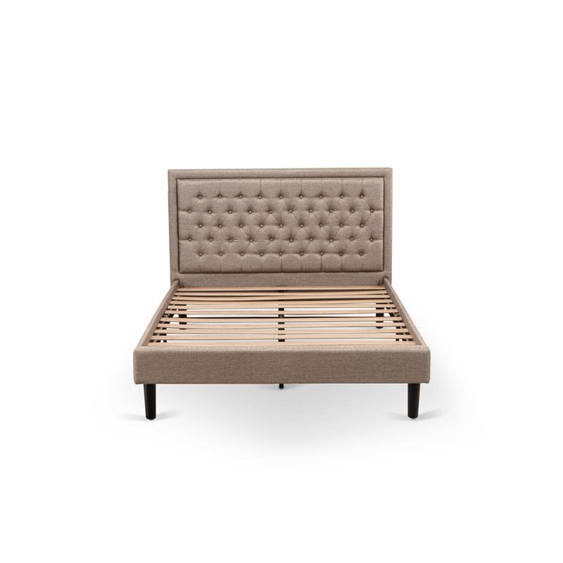 Pemberly Row Platform Queen Bed with Panel Headboard in Dark Khaki