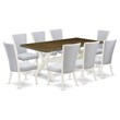 Pemberly Row 9-Piece Dining Set in Distressed Jacobean and Linen White