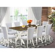 Pemberly Row 9-Piece Dining Set in Distressed Jacobean and Linen White