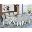 Pemberly Row 9-Piece Wood Dining Set in Linen White and Cement Finish