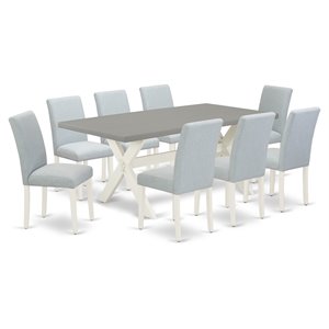 Pemberly Row 9-Piece Wood Dining Set in Linen White and Cement Finish