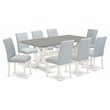 Pemberly Row 9-Piece Wood Dining Set in Linen White and Cement Finish