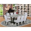 Pemberly Row 9-Pc Wood Dining Set with Gray Finish and Upholstery