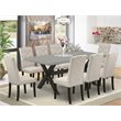 Pemberly Row 9-Pc Dining Set with Dark Brown Finish and Upholstery