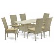 Pemberly Row 7-Piece Wicker Patio Set with Acacia Wood Table in Brown
