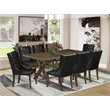 Pemberly Row 9-Piece Jacobean Dining Set with PU Leather Chairs and Table