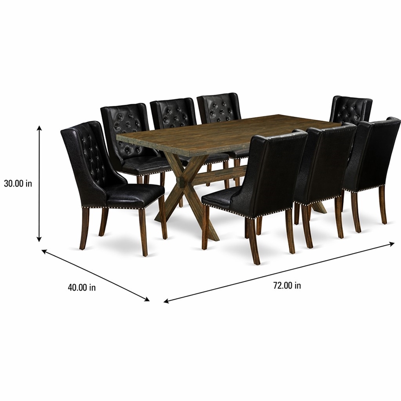Pemberly Row 9-Piece Jacobean Dining Set with PU Leather Chairs and Table