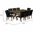 Pemberly Row 9-Piece Jacobean Dining Set with PU Leather Chairs and Table